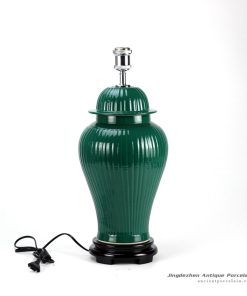 DS58-RYMA_Dark green bright surface bamboo style oriental jar lamp