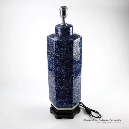 DS71-RYTM38_Hexagonal new design blue and white tin jar lamp
