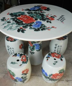 RYAY20_Chinese peony ceramic garden table stool