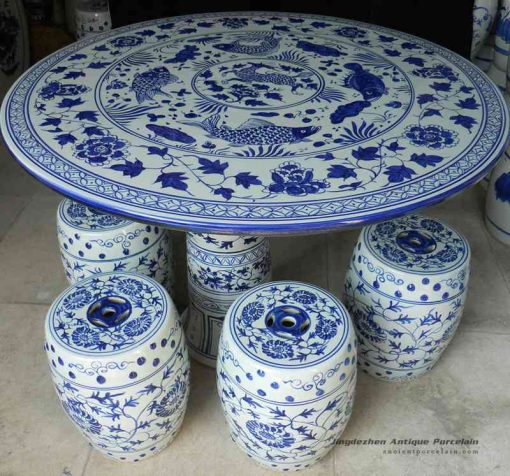 RYAY24_blue and white chinese porcelain garden table stool