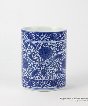 RYCI35_Hand paint blue and white ceramic pen holder in cheap internet price