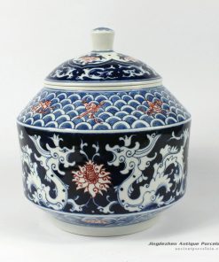 RYDE78_8.6″ Jingdezhen hand painted blue white floral Tea Jar