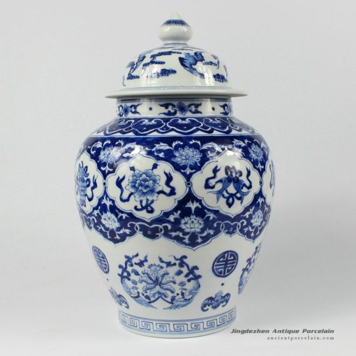 RYDE80_13″ Jingdezhen hand painted blue white floral Tea Jar