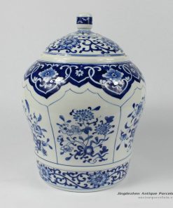 RYDE81_10.6″ Jingdezhen hand made blue white Porcelain Tea Jar