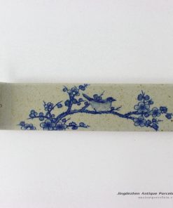RYEJ18-B_New arrival hot selling item blue white plum blossom bird mark earthen ware strip shape incenser