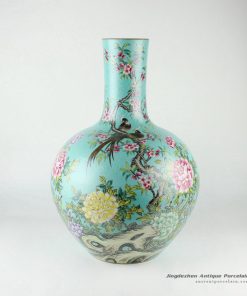 RYHV33_H21.6″ Hand made needle painted Porcelain Vase