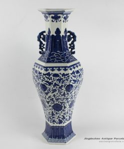 RYJF16_blue and white flora pattern ceramic vase