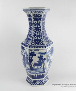 RYJF17_Blue white human pattern home decor vase