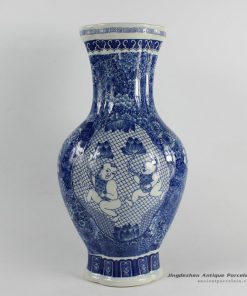 RYJF42_Blue White children pattern porcelain Vase