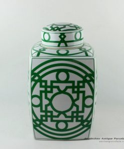 RYJF61_15inch Square Ceramic Jars, Green, Blue Color