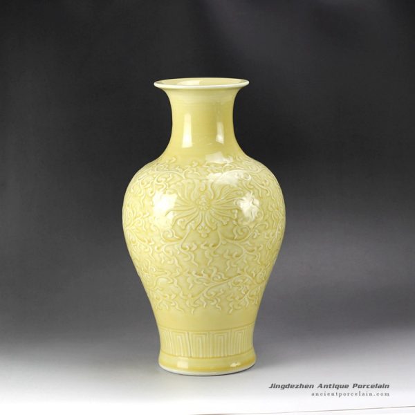 RYMA10_14inch Carved Floral Design Ceramic Vase RYMA10_14inch Carved Floral Design Ceramic Vase