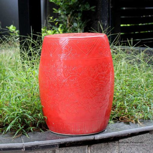 RYMA93-A/B/E_Solid color engraved porcelain oriental garden seat