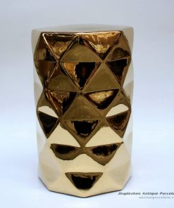 RYNQ186-A_Golden pleated diamond sparkles ceramic stool