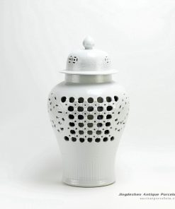 RYNQ18_Hollow out white solid color glazed ceramic porcelain ginger jar