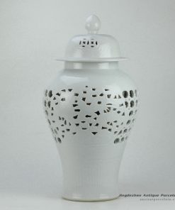 RYNQ18_Hollow out white solid color glazed ceramic porcelain ginger jar