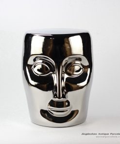 RYNQ55-B_Smooth glaze silver human face ceramic stool