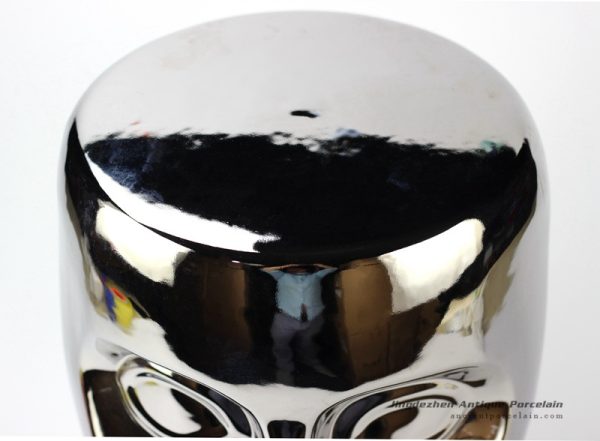 RYNQ55-B_Smooth glaze silver human face ceramic stool RYNQ55-B_Smooth glaze silver human face ceramic stool