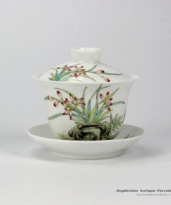 RYNY24-A_Hand Painted flower pattern Famille rose Tea Gaiwan