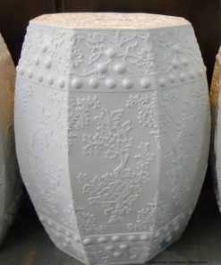 RYOM02-A_Carved flower pattern white porcelain stool