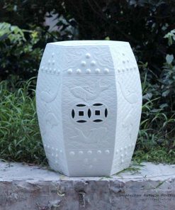 RYOM02-NEW_Carved fish pattern white porcelain stool