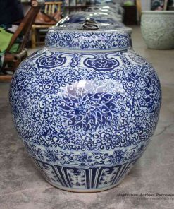 RYOM18_China antique design hand paint blue and white cornflower pattern large ceramic sundry jar