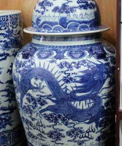 RYOM20_Big size hand paint blue and white Chinese dragon pattern interior decor porcelain jar