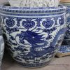 RYOM22_Over size blue and white Asian fire dragon pattern china fish pond tank