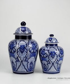 RYPU15-c_Blue White Floral Design Ginger Jar