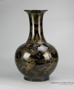RYRJ13_Black bronze glaze gold painted design flying dragon pattern home decor vases