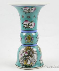 RYRK20_h9″ Dynasty porcelain Porcelain Vase, blue famille rose hand painted peach