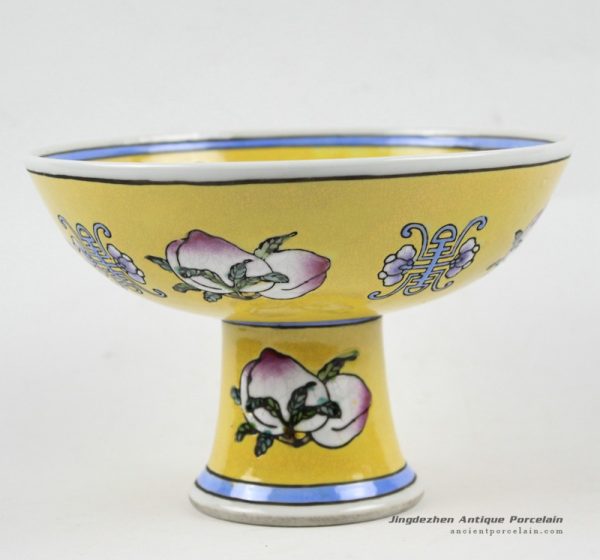 RYRK21_h4.5″ Dynasty porcelain Porcelain yellow vases, hand painted peach