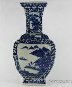 RYTM08_15″ Blue and white landscape ceramic flower vase