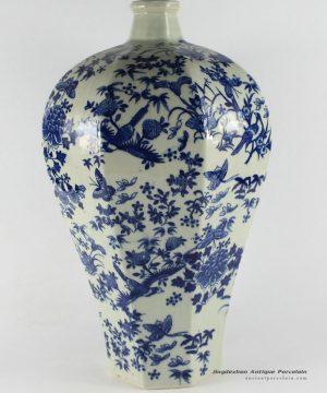 RYTM22_Blue and white floral butterfly bird antique ceramic vases