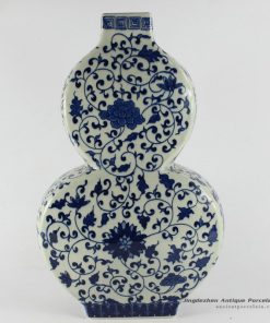 RYTM23_14″ Blue and white floral antique blue vase