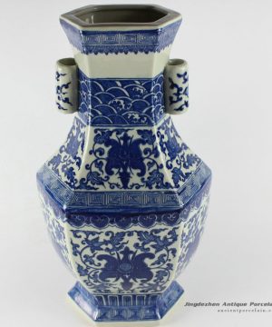 RYTM24_H15″ Blue and white floral china housewares vases