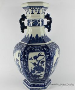 RYTM27_14.5″wholesale blue and white flower vases