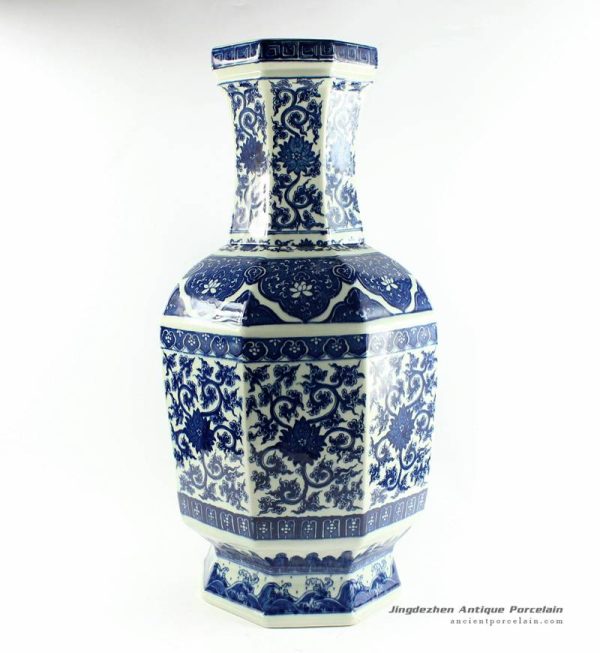 RYTM33_h21.5″ wholesale floral blue and white vases