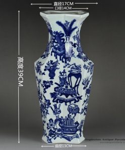 RYTM57_New design the eight treasures pattern blue and white ceramic flower vase