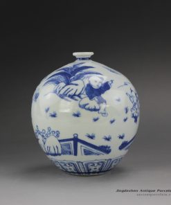 RYUJ17_Blue White Children Ceramic Vase