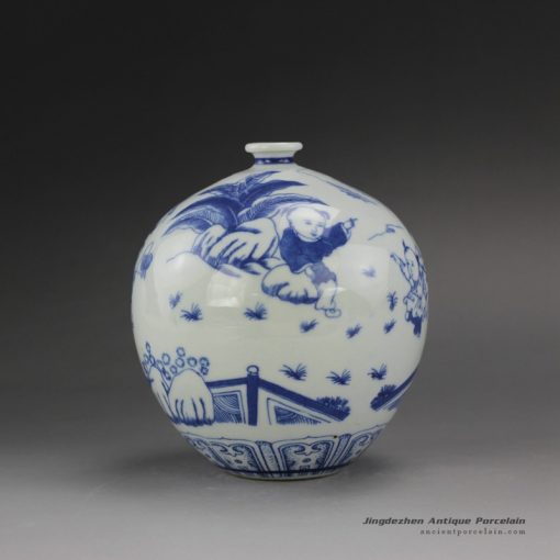 RYUJ17_Blue White Children Ceramic Vase