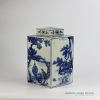 RYUK15-B_Qing Dynasty Kangxi Emperor era reproduction hand paint ancient Chinese farming life pattern ceramic square blue and white jar