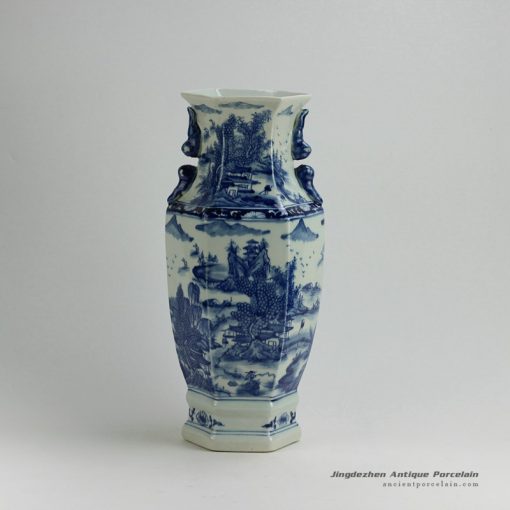 RYUK18_16.7″ Landscape design Blue & White Vases