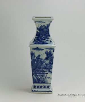 RYUK26_17″ Blue and White Landscape design Vases