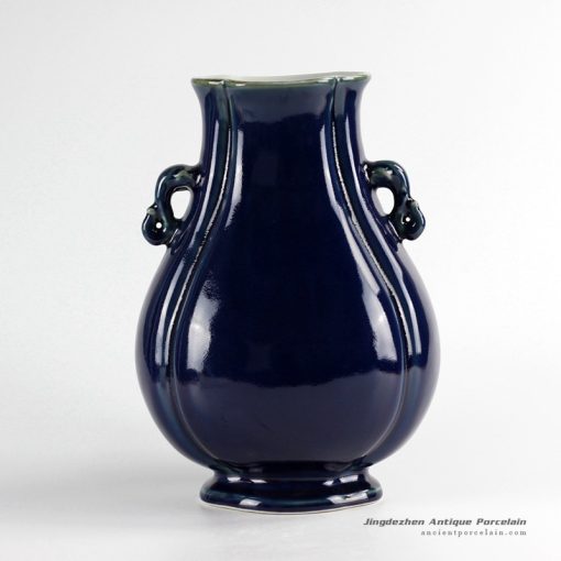 RYUU11_Jingdezhen China blue designer vase with two handles