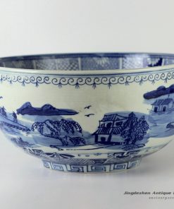 RYUV12_12.4″ Blue and white ceramic bowls landscape design
