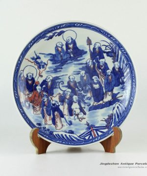 RYXC28_11.4″ Hand painted blue and white chinese tratidion pattern ceramic decor plate