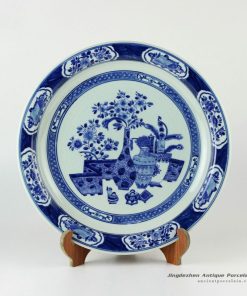 RYXC31_Hand painted Chinese decor blue and white vase and flower pattern plates