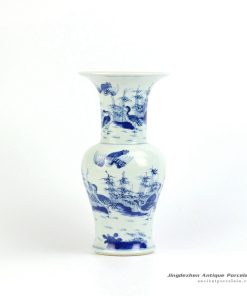 RYXN15_Hand paint wild goose pattern large open mouth blue and white trumpet vase