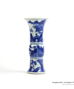 RYXN16-OLD_Trumpet vase blue and white hand paint China traditional landscape pattern