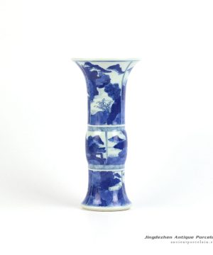 RYXN16_Trumpet vase blue and white hand paint China traditional landscape pattern